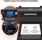 Z GRILLS ZPG 550B2 Wood Pellet Smoker, 8 in 1 BBQ Grill with Latest PID Technology LCD Controller, Auto Temperature Control, Meat Probe, 553 sq in Black
