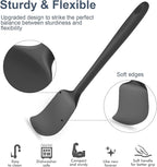 Silicone Spatula Set, 6 Pieces Food Grade Kitchen Utensils with Silicone Brush Heat Resistant Dishwasher Safe BPA-free Rubber Spatula for Scraping, Baking, Cooking, Mixing (Black)