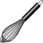 Maxjoy Silicone Whisk with Stainless Steel Wires - Balloon Egg Beater for Whisking, Stirring & Frothing, Heat Resistant Non Scratch 11 Inch Black