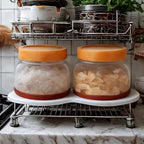 SAIOOL 2-Pack Glass Storage Containers with Lids - D 15cm x H 11cm, 1200 ML Airtight Food Jars, Wide Mouth Pantry Organization for Coffee, Flour, Snacks, Includes 2 Spoons & Labels
