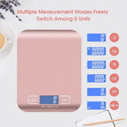 Digital Shipping Scale,Stainless Steel Panel, Accurate 5kg/1g Portable Postal Scale for Packages, Small Business,Kitchen, Food, Handmade, Liquids, and Boutique (Rose Gold)