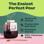 Copper Cow Coffee Premium Pour Over Single-Serve Vietnamese Coffee Pouches (8 pack) | Churro | Dark Roast | Flavored with Real Cinnamon | Convenient Vietnamese Ground Coffee Packets, Travel Friendly