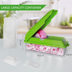 LHS Multifunctional Vegetables Chopper with Container, Manual Processor Cutter, Pro Onion Cutter, Vegetable Slicer Dicer Cutter with 3 Blades, Veggie Salp Chopper(6-in-1,Green)