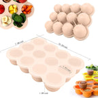Samuelworld Baby Food Storage Container, 12 Portions x 2.5oz - BPA Free Silicone Freezer Tray with Clip-On Lid for Breast Milk Storage, Homemade Baby Food, Vegetable & Fruit Purees - Brown