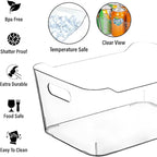 Clear Plastic Storage Bins with Labels and Marker, Perfect for Kitchen Organization or Pantry Organization and Storage, Medium Fridge Organizer and Cabinet Organizers Storage Bins