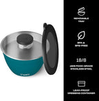 S'well Stainless Steel Salad Bowl Kit 64oz, Peacock Blue, Comes with 2oz Mini Canister and Removable Tray for Organization, Leakproof, Easy to Clean, Dishwasher Safe