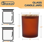 Thick Candle Jars for Making Candles 16 Pcs, 7 OZ Empty Jars with Wood Lids for Candle Making, Sample Container, Frosted Brown