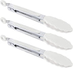 7 inch Cooking Tongs, MSY BIGSUNNY Set of 3 Mini Kitchen Tongs Silicone Serving Tongs With Silicone Tips for FoodGrill, Salad, BBQ (Snow White)