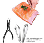 Fish bone tweezers deboner tool for salmon – fish tweezers bones remover pliers deboning tweezer tool, fish bone pliers pin bones deboner, stainless steel fish cleaning tools