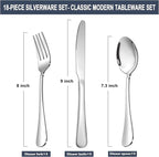 Silverware Set,SANTUO Stainless Steel Knives Spoon Forks Set for Home, Kitchen and Restaurant, Mirror Polished& Dishwasher Safe (24pcs-Dinner knives set)