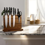 Magnetic Knife Block Stand, Kitchen Counter Organizer, Double-Sided Kitchen Knife Holder, Acacia Wood, Universal Storage Organizer, 11.7 x 8.6 x 4 inches