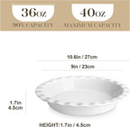 MALACASA Ceramic Pie Pan Set of 2, 9 inch, 40 oz Round Pie Dishes with Fluted Edges, Non Stick, For Quiche, Apple Pies, Pot Pies & More