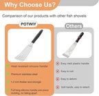 Fish Spatula Stainless Steel, 2 Pcs Metal Spatula Set for Kitchen and Grilling, Slotted Turner with Silicone Handle for Cast Iron Skillet, Cooking Utensils for Fish, Burger, Egg, 13.5" & 11.6"