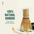 Jade Leaf Matcha - Traditional Bamboo Whisk (Chasen) + Scoop (Chashaku) - Replacement Tea Set For Frequent Green Tea Powder Preparation - Great Gift for Matcha Lovers