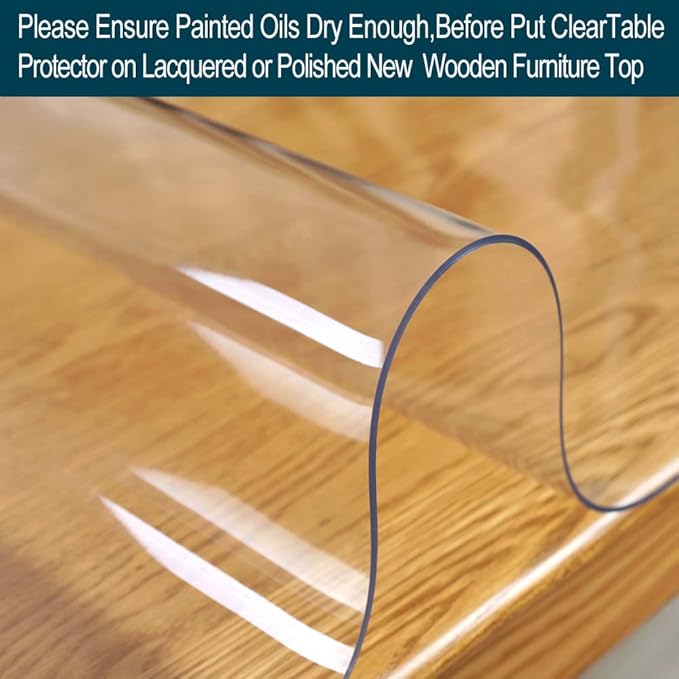 Clear Table Protector Plastic Table Cloths PVC Night Stand Table Cover Mat Office Desk Mat Shelf Surface Protection Crystal Children Painting Cover Pad Transprent Rectangular 27.6x51.2 Easy to Clean