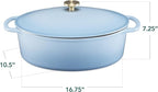 Best Choice Products Oval 7.5 Quart Enamel Cast-Iron Dutch Oven, Heavy-Duty Pre-Seasoned for Baking, Cooking w/Side Handles – Cornflower Blue