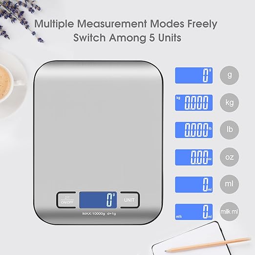Digital Shipping Scale,Stainless Steel Panel, Accurate 10kg/1g Portable Postal Scale for Packages, Small Business,Kitchen, Food, Handmade, Liquids, and Boutique (Silver Black)