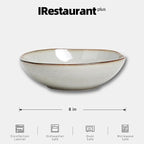 Organic Shape Restaurant Soup/pasta Bowl 8"/30oz, Commerical Grade Catering Stoneware Bowls in Ir-regular Organic Shape, Chip & Scratch Resistant, Glossy Reactive Glaze Grey, Case of 24