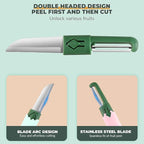 2 in 1 stainless steel Paring knife Peeler; fruit peeler; apple peeler; pear peeler, vegetable peeler, Kitchen Peeler (1, Green Pink)