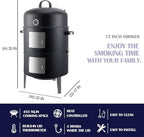 Realcook Charcoal Smoker BBQ Grill: Premium Vertical Meat Smokers with Smoke Tube - Barbecue Charcoal Grill Combo for Outdoor Cooking Patio Backyard Grilling Tailgating