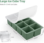 Large Ice Cube Trays for Whiskey: GGOW Big Silicone Ice Cube Trays - Huge Square Ice Cubed Tray for Whisky and Cocktail
