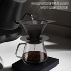 LHS Pour Over Coffee Dripper Reusable Coffee Filter Paperless Coffee Filter Stainless Steel Pour Over Coffee Maker Cone Coffee Dripper for 1-2 Cup,Black