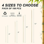 6 inch Natural Bamboo Skewers for Barbecue Party，Fruit，Kabob，Appetiser，Hamburger，Cocktail，Craft，Bouquet，Chocolate Fountain，Corn Dog, diameter=4mm. More Size Choices 6"/8"/10"/12"(100 PCS)