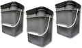 House Naturals 4 Gallon Square Food Grade Bucket Pail with Plastic Handles and Lid (Pack of 3) Made in USA containers (Gray)