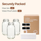 ComSaf Large Glass Jars with Lid 64 oz, Large Mason Jars Set of 3, Glass Canisters with Airtight Lids, Half Gallon Canning Jar with Seal Wire Clip Fastening for Kitchen, Pickle, Flour, Sugar, Cereal