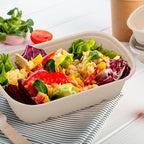 Aksipo 50 Pack 29 Oz Disposable Meal Prep Containers with Lids, Rectangle Paper Bowls with Lids for Salad,Leftovers, Leak-proof To Go Box Cardboard Lunch Box Compostable Take Out Food Containers