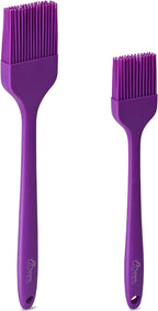 HOTEC Basting Brushes Silicone Heat Resistant Pastry Brushes Spread Oil Butter Sauce Marinades for BBQ Grill Barbecue Baking Kitchen Cooking BPA Free Dishwasher Safe (Purple) 2pcs
