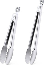 Kitchen Tongs for Cooking - 9 Inch & 12 Inch Heat Resistant Stainless Steel Metal Locking Tong, BBQ Tongs Grill Tong for Cooking, Grilling, BBQ/Barbecue, Food (9+12 inch)