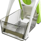 5 in 1 Safe Mandoline Slicer for Kitchen, Safe Vegetable Chopper with Paring Knife, Adjustable Thickness, Easy to Clean, Vegetable Slicer, Slicing, Strips, Shredding, Dicing, Chop (Haze Bluen)