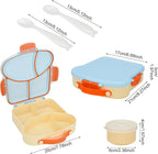 Bento Box for Kids School Lunch Box with Utensils and a Dipping Bowl, Leak-Proof 4 Compartments with Carrying Handle, BPA-Free Bento Box for Girls and Boys in School, Preschool, Daycare (Blue)