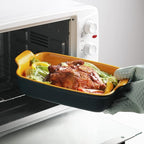 Sweejar Baking Pans Set, Ceramic 9x13 Baking Dish with Handle, Rectangular Casserole Dishes for Oven, Bakeware Sets of 3, Durable Lasagna Pan Deep for Kitchen, Banquet, Wedding Gift(Blue & Yellow)