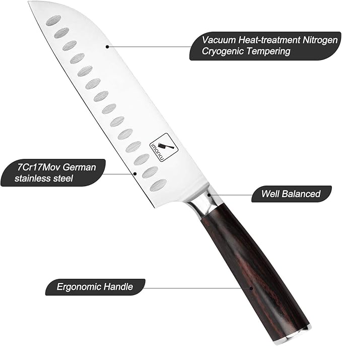imarku Chef Knife 7 Inch Kitchen Knife Ultra Sharp Santoku Knife - 7Cr17Mov Japanese Chefs Knife, Kitchen Gadgets 2025, Apartment Essentials, Birthday Gifts for Him Her, Best Gifts for Women Men