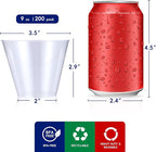 JOLLY CHEF 𝟐𝟎𝟎 𝐏𝐚𝐜𝐤 𝟗 𝐨𝐳 Clear Disposable Plastic Cups Heavy-duty Party Glasses, Disposable Cups for Thanksgiving, Halloween,Christmas Party