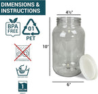 1 Gallon Large Plastic Jar with Lid (1 Pack) - Food Safe & Air Tight - Clear Storage Gallon Container with Lid - Wide Mouth Food Storage Containers - Large Candy Jar for Kitchen & Pantry Organization