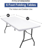 homing Rectangle Table Cloth Cover, Waterproof Polyester Elastic Fitted Tablecloth, Fits for 6 Foot Folding Tables, Washable Table Protector for Picnic, Camping, Outdoor (White, 30" x 72")