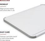 KitchenAid Classic Cutting Board with Perimeter Trench and Non Slip Edges, Dishwasher Safe, 11 inch x 14 inch, White and Gray