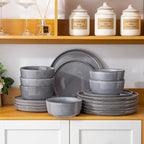 AmorArc Stoneware Dinnerware Sets,Round Reactive Ceramic Plates and Bowls Sets,Highly Scrath Resistant | Dishwasher & Microwave Safe Dishes,Service for 6 (18pc)