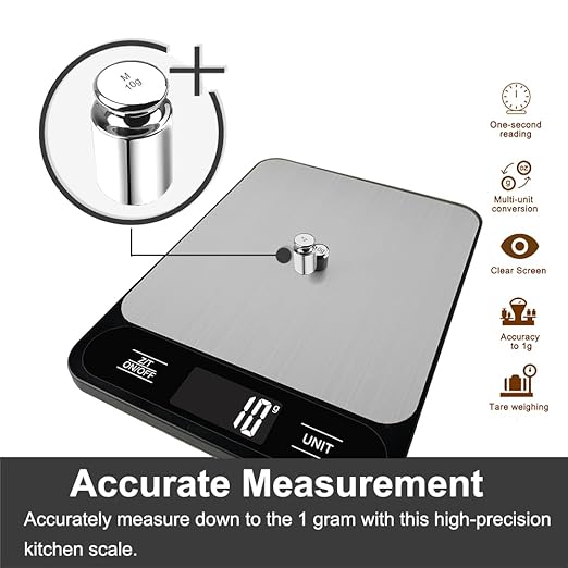 Food Scale,Digital Kitchen Scale,Weight in Grams and Ounces for Baking, Cooking, and Meal Prep,6 Units with Tare Function,LCD Display,11lb,Scale for Food