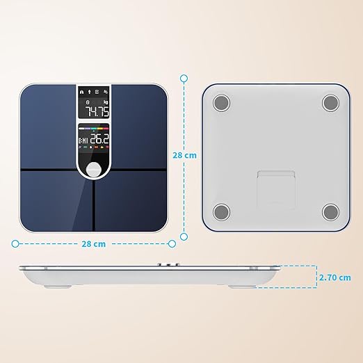Healthkeep Body Fat Scale with Dual VA Displays and ITO Technology, 16 Body Datas with Heart Rate, Smart Weight Scale Compatible with iOS & Android, Max 400lb/180kg, Sliver