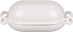 Enameled Cast Iron Sourdough Bread Oven, Dutch Oven, Loaf Cast Iron Bread Pan for Homemade Bread Baking, Meatloaf Pan with Lid, 5QT, White