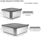 YUPER Stainless Steel Food Containers, Meal Prep Containers, Bacon Cheese Container for Refrigerator, Stainless Steel Containers with Lids Fruit Lunch Storage, 2 Pack (88+162OZ)