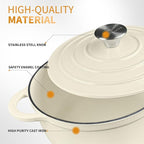 Trustmade 4.5 QT Cast Iron Dutch Oven, Enamel Coated Cookware Pot with Self Basting Lid for Home Baking, Braiser, Cooking, White