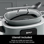 Ninja Foodi 8-in-1 Everyday Possible Cooker PRO 8.5-Quart Multi-Cooker with Glass Lid, Slow Coorker Integrated Spoon, and Non-Stick, Oven-Safe Pot,Sea Salt Grey