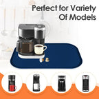 Silicone Coffee Maker Mat with Lip, 24'' x 16'' Heavy Duty Coffee Maker Mat for Countertops, Coffee Tray Fit Under Coffee Machine Appliance Automatic Machines Espresso Accessory, Navy Blue
