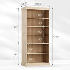 70.8" Tall Brown Bookshelf, Farmhouse Modular Bookcase with 6-Tier Adjustable Shelves, Large Storage Cabinet for Home Office, Living Room, Set of 2