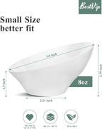 BESTVIP 8oz White Plastic Serving Bowls for Party - 12 Pack Angled Disposable Serving Bowls, Party for Chips, Snacks, Fruit, Salad - Bowls for Parties, Daily Use, Catering, Christmas